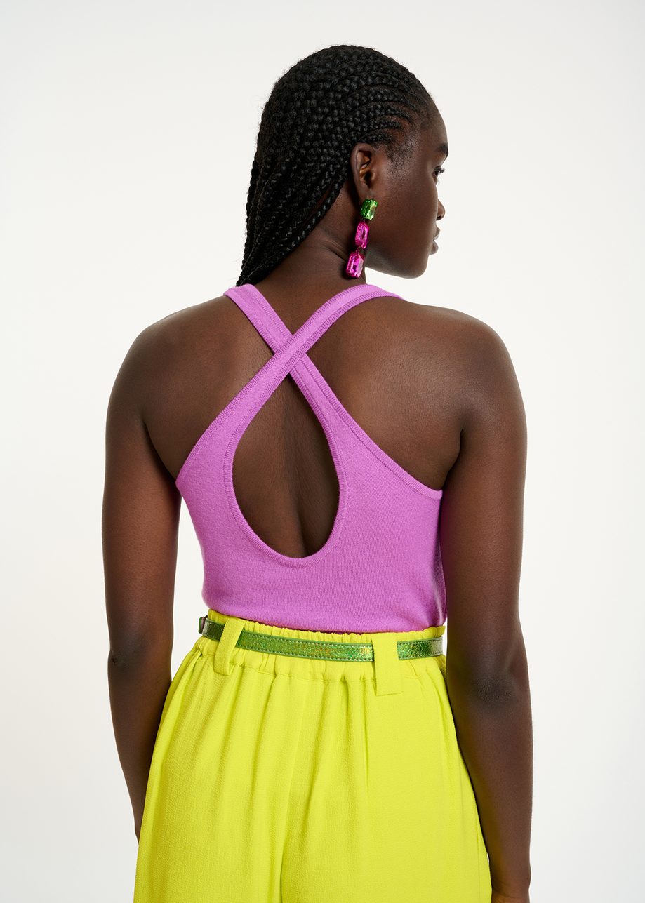 Purple Fine-Knit Tank Top