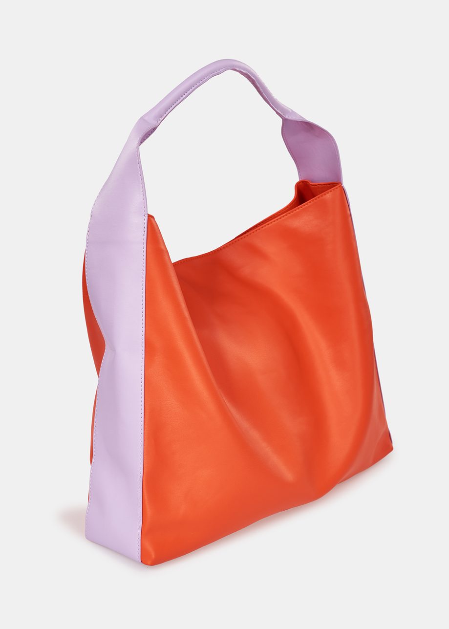 Dempsey Orange and lilac faux leather shopper bag