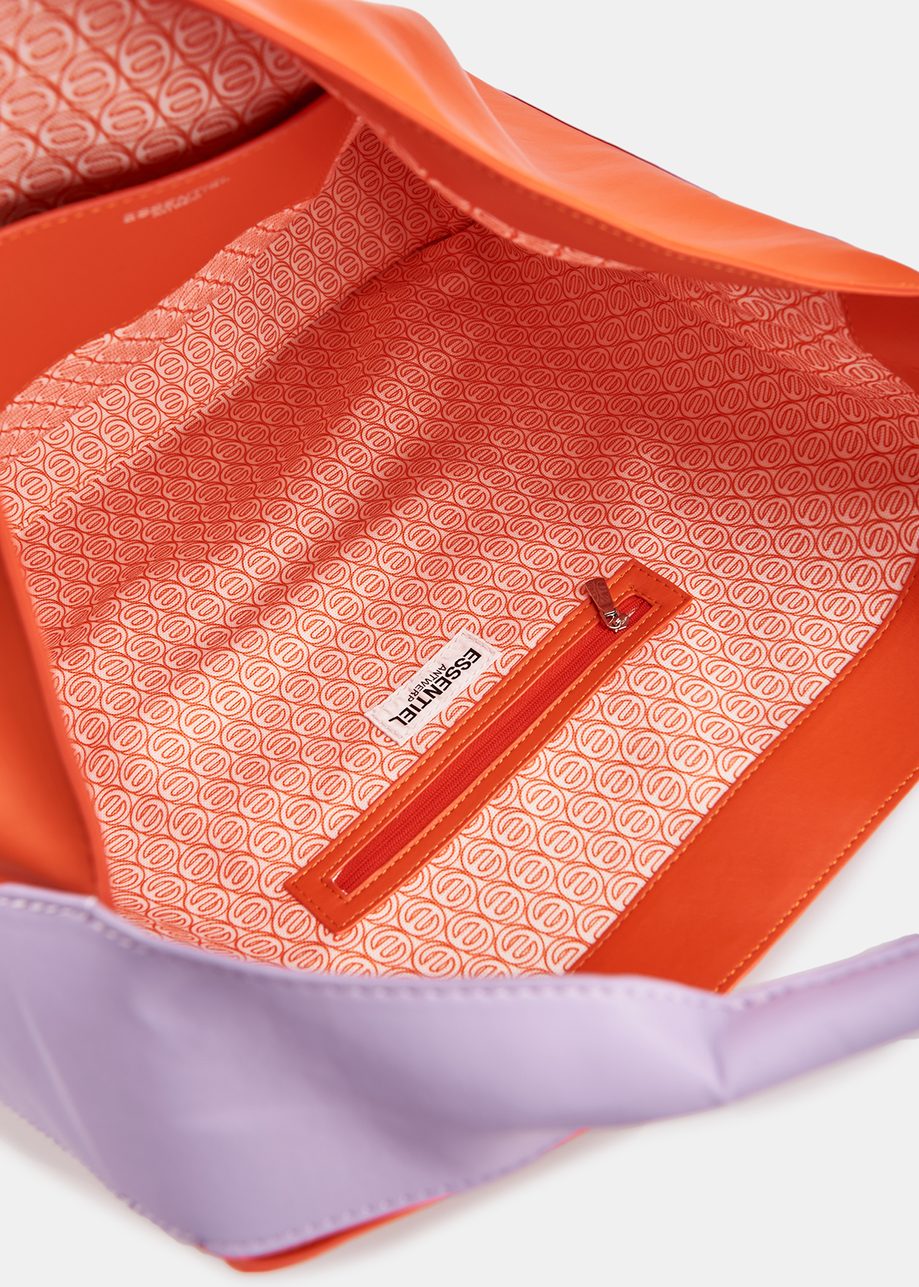 Dempsey Orange and lilac faux leather shopper bag
