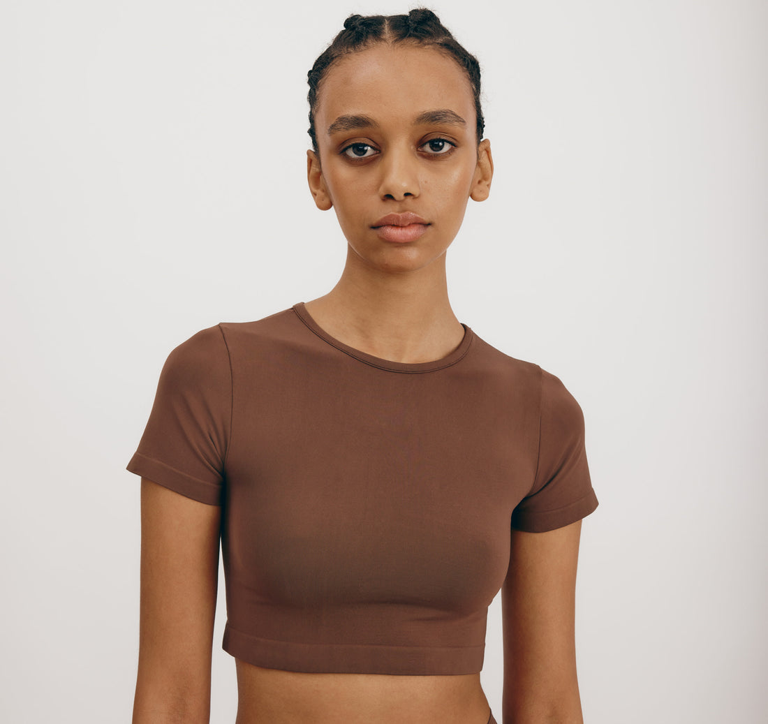 T-shirt Smooth Crop Walnut
