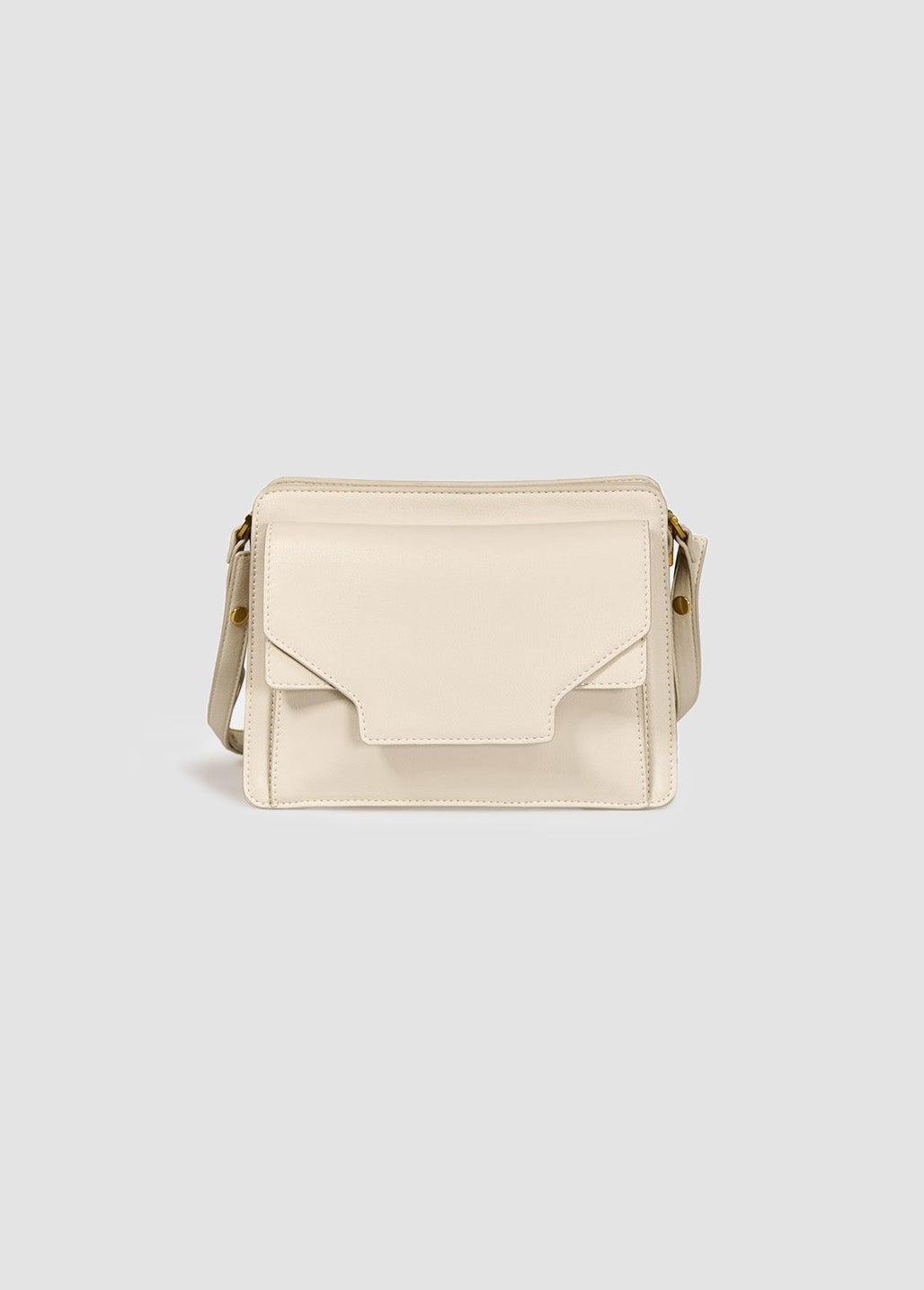Ecru Faux Leather Shoulder Bag