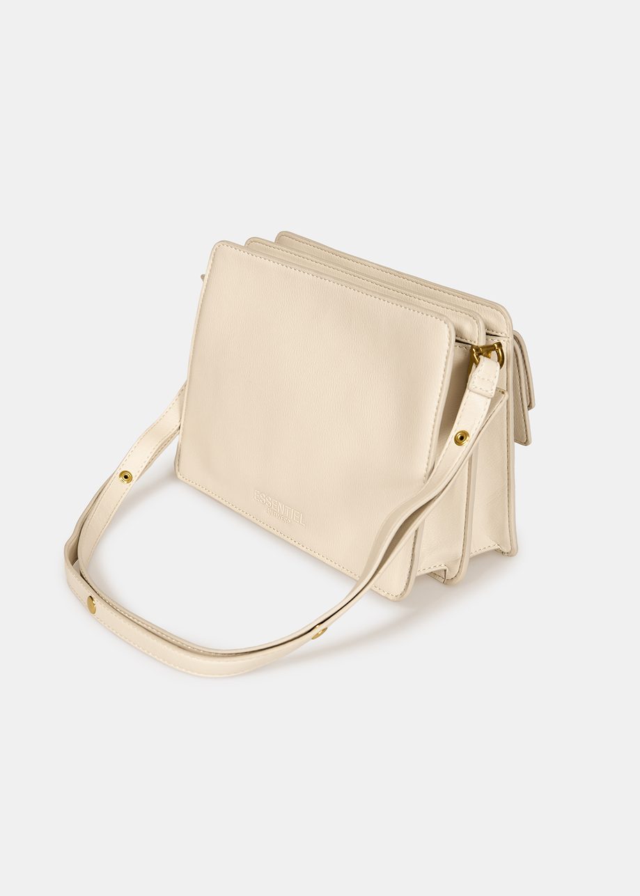 Ecru Faux Leather Shoulder Bag
