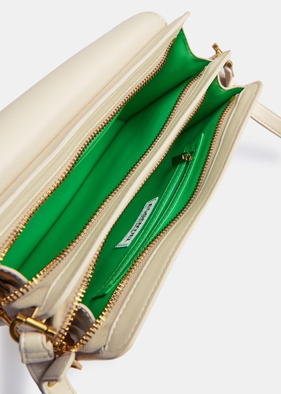 Ecru Faux Leather Shoulder Bag