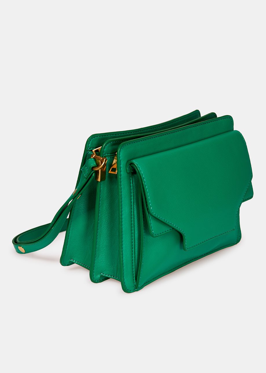 Green Faux Leather Shoulder Bag