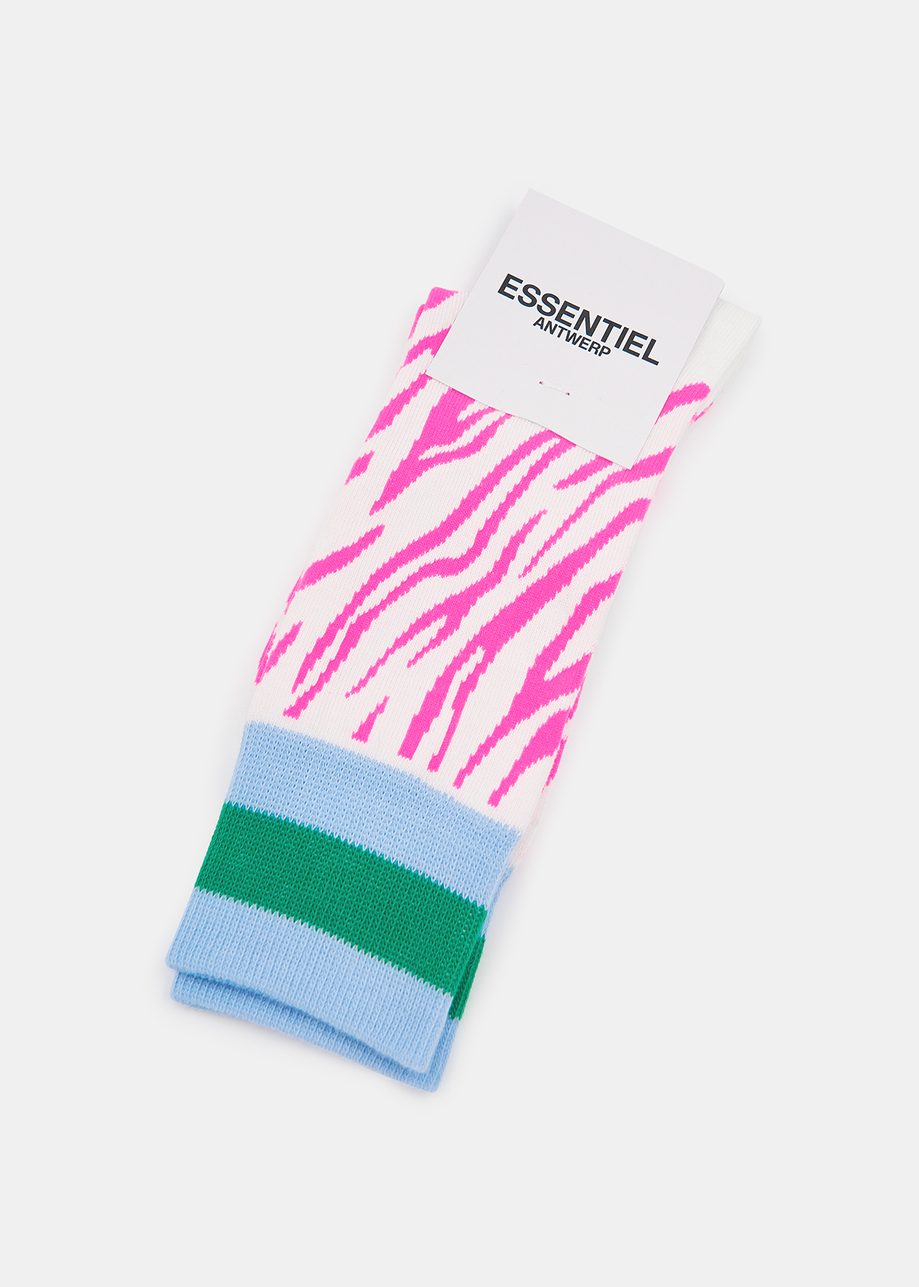 White & Pink Zebra Socks