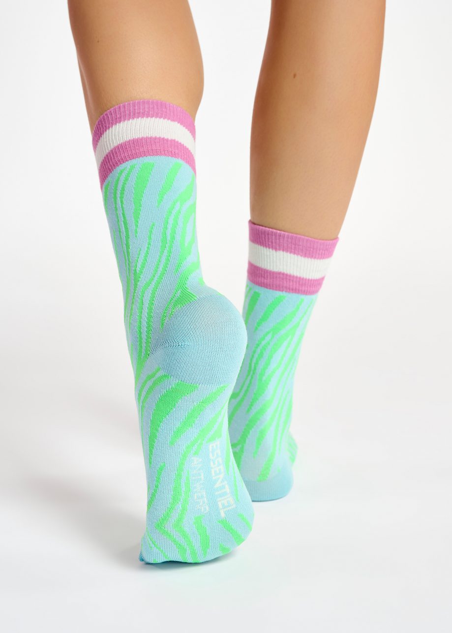 Blue & Neon Green Zebra Socks