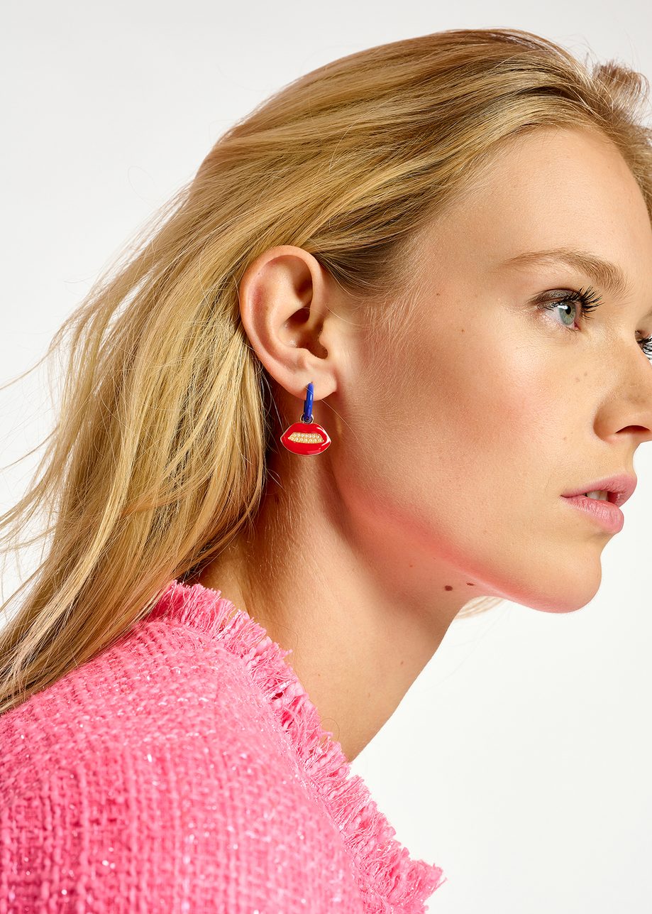 Earrings With Hamburger & Lips