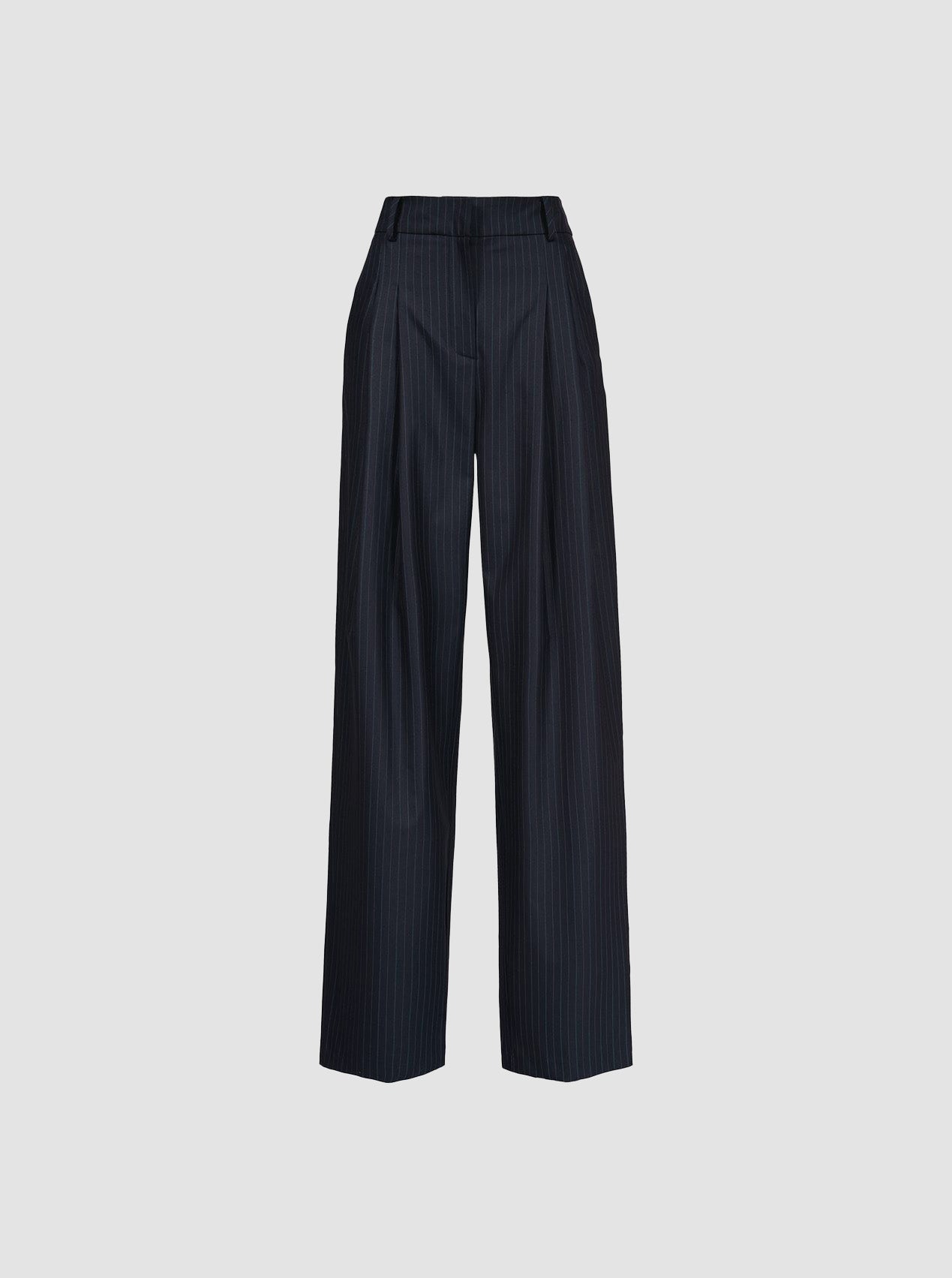 Dark Blue Pinstriped Tailored Pants