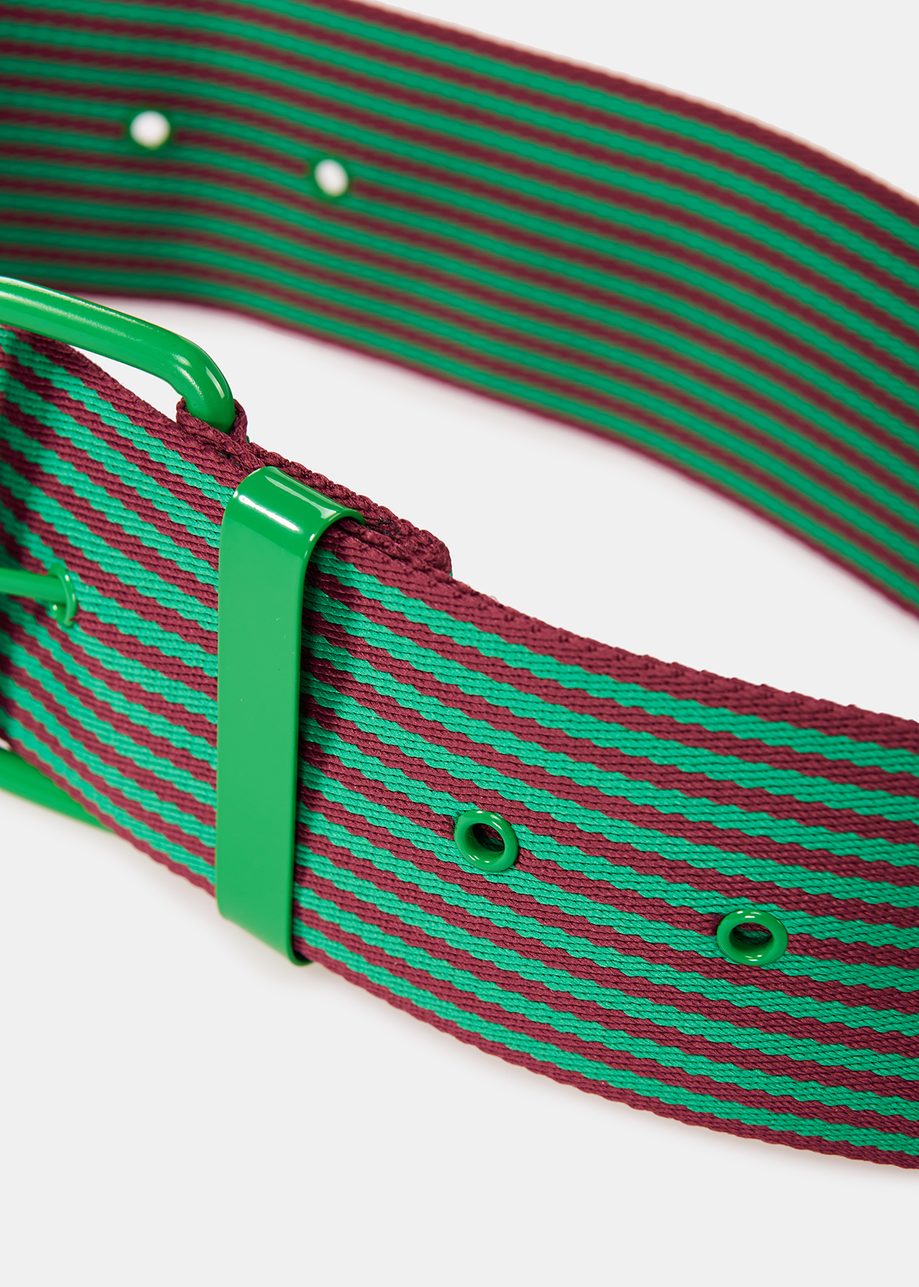 Green & Purple Striped Canvas Belt