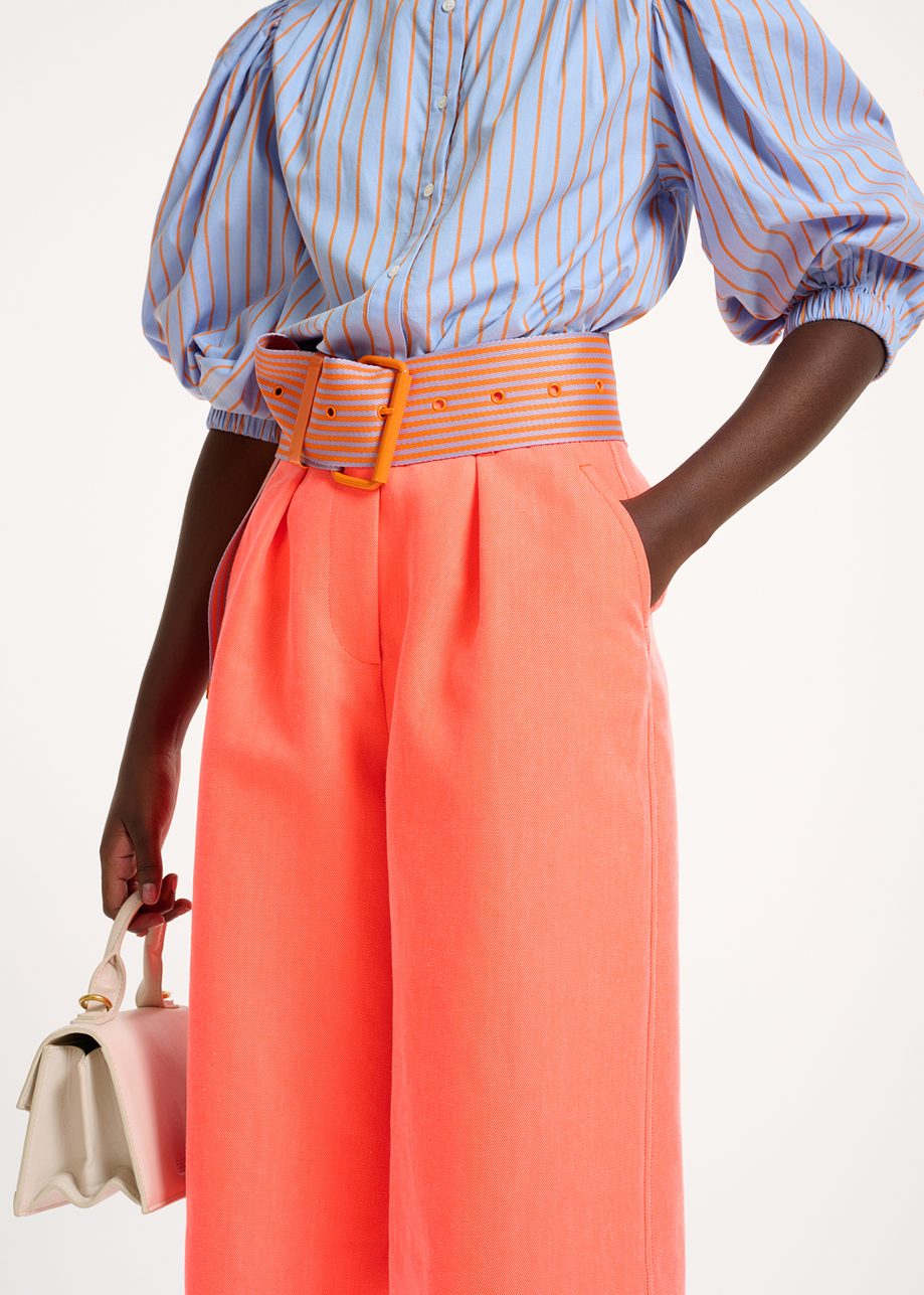 Orange & Lilac Striped Canvas Belt