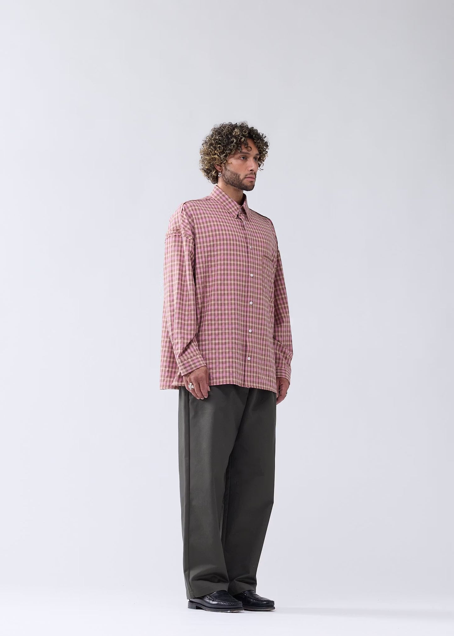 Shirt Raw Edge Fluid Pink Check
