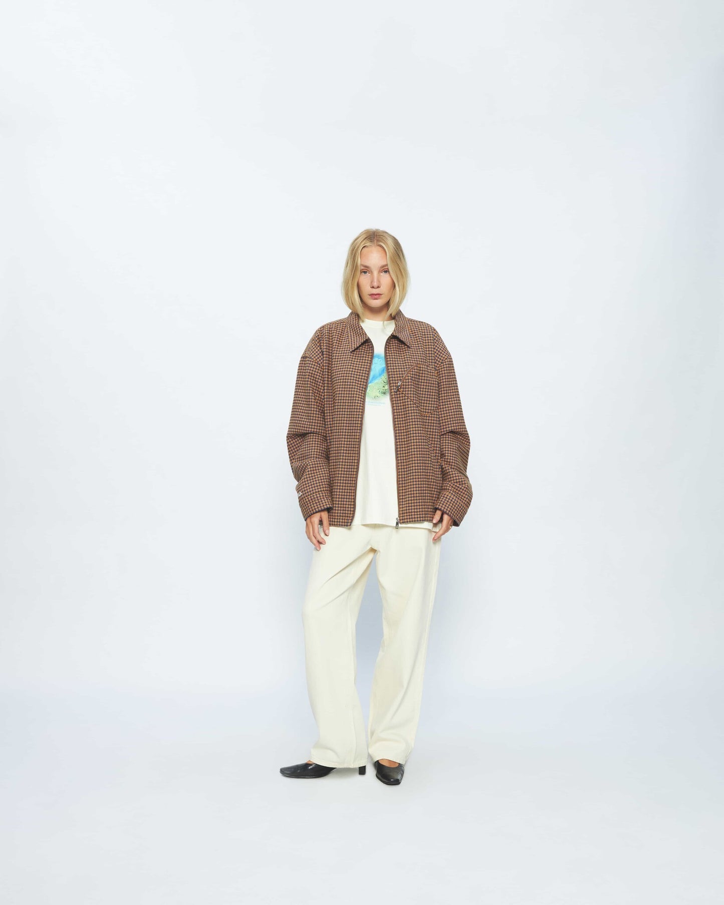Jacket Oyster Zip Brown&Blue