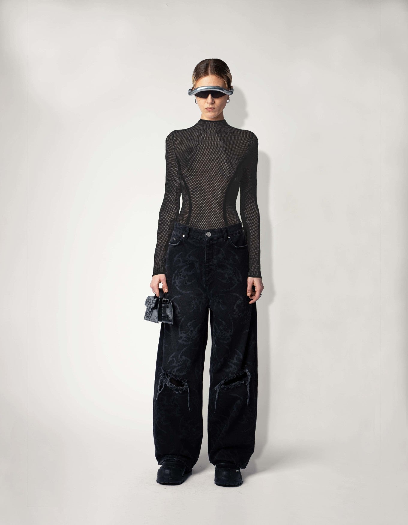 Fishnet Turtleneck Black