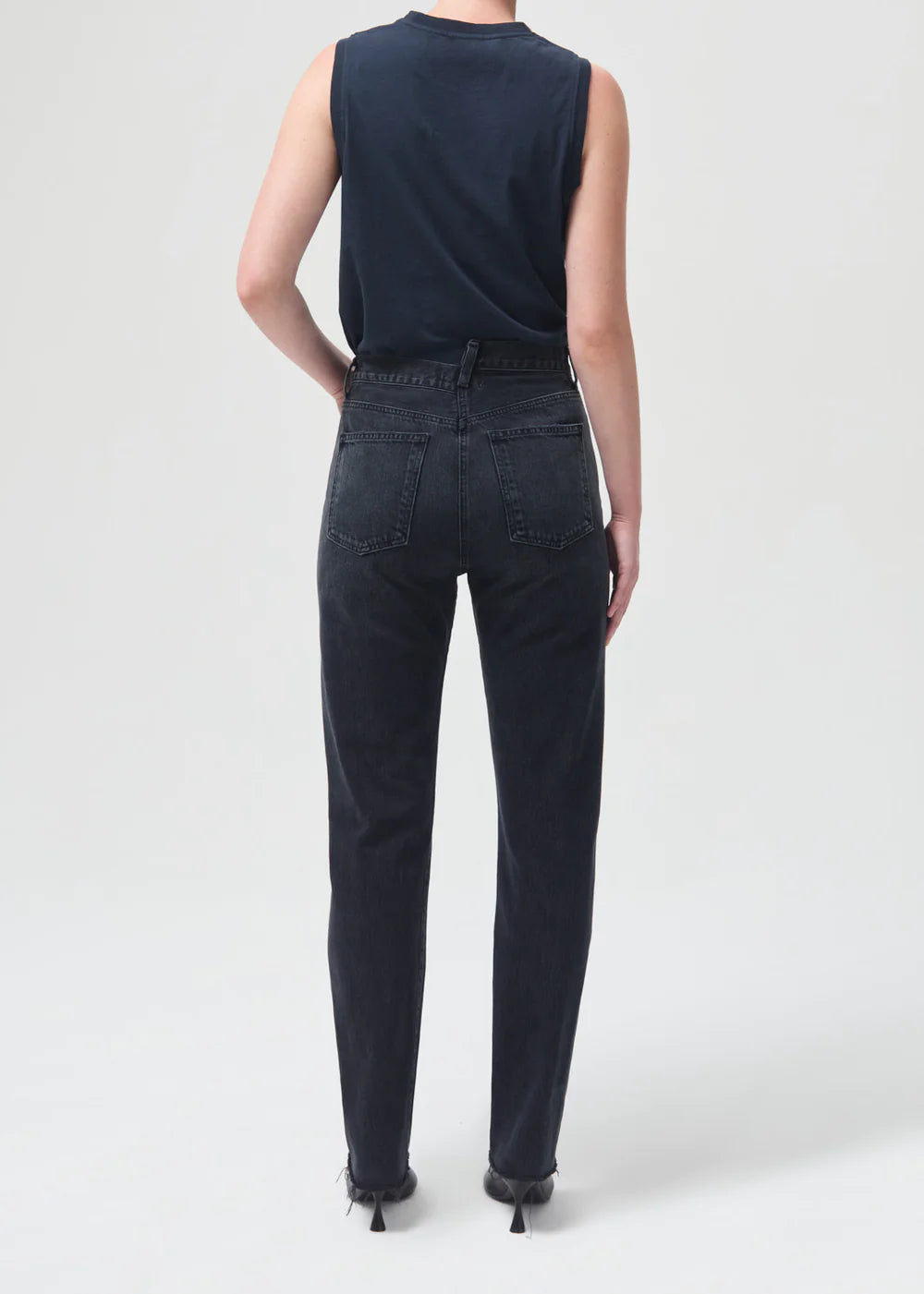 Criss Cross Straight Jeans in Black - Via Store