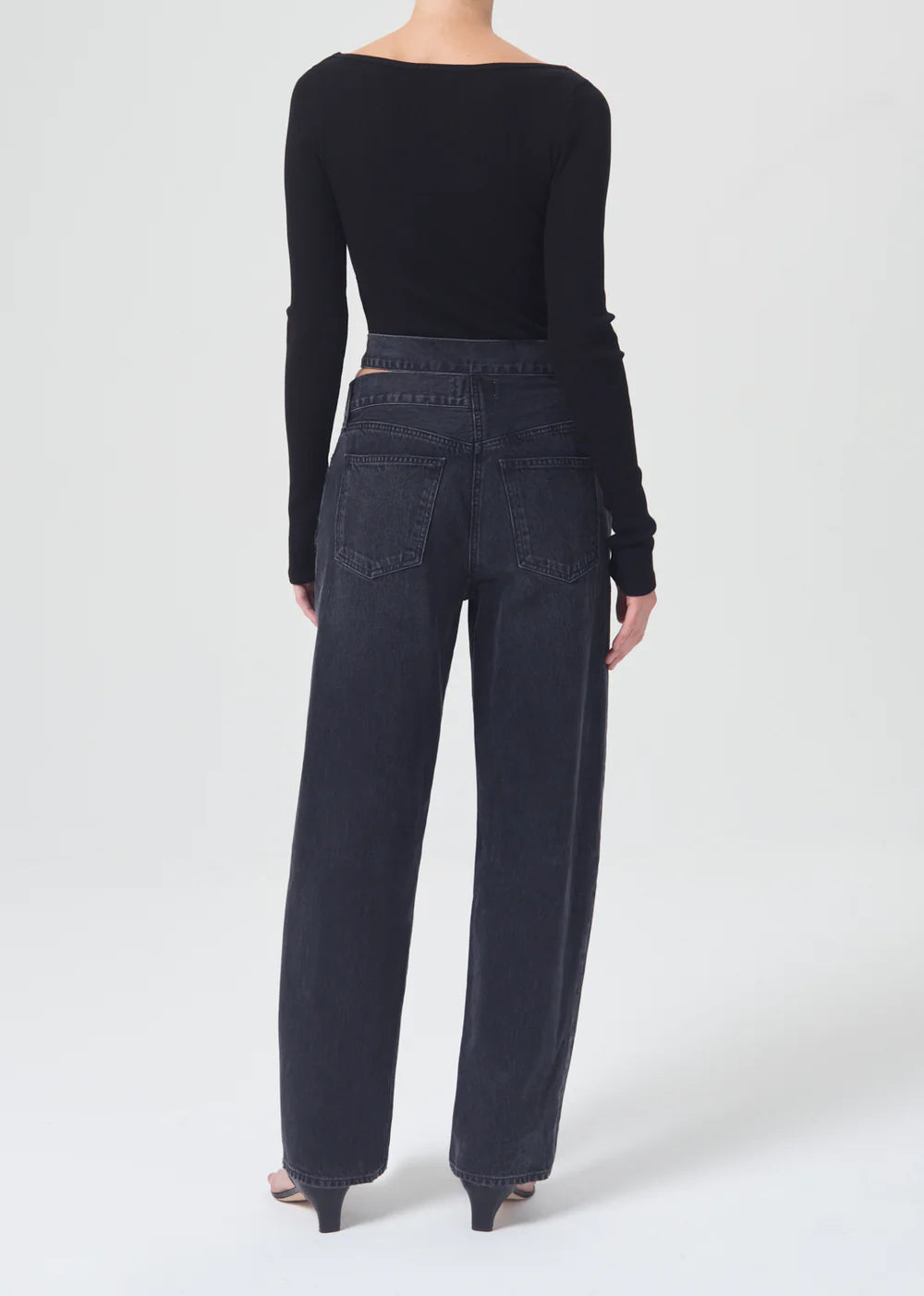 Broken Waistband Jean in Black - Via Store