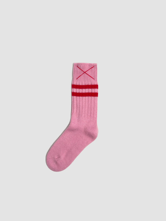 Cashmere Socks Two Stripes Red & Pink