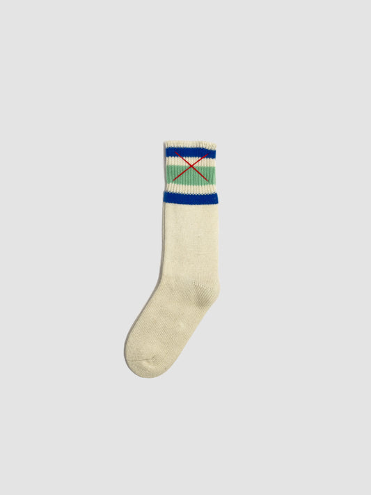 Cashmere Socks Three Stripes Blue, Green & White