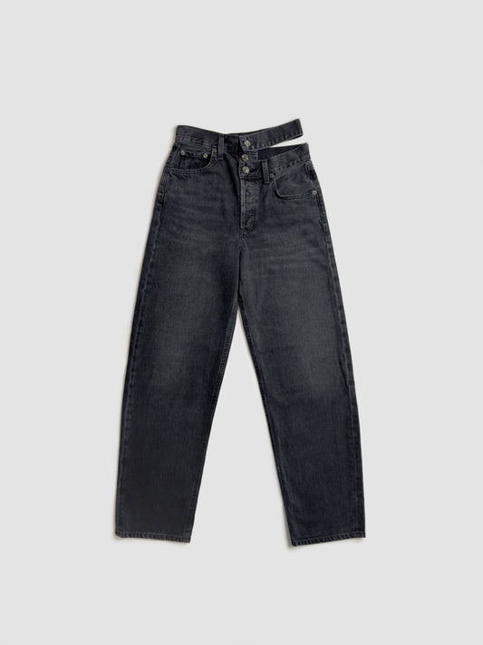 Broken Waistband Jean in Black - Via Store