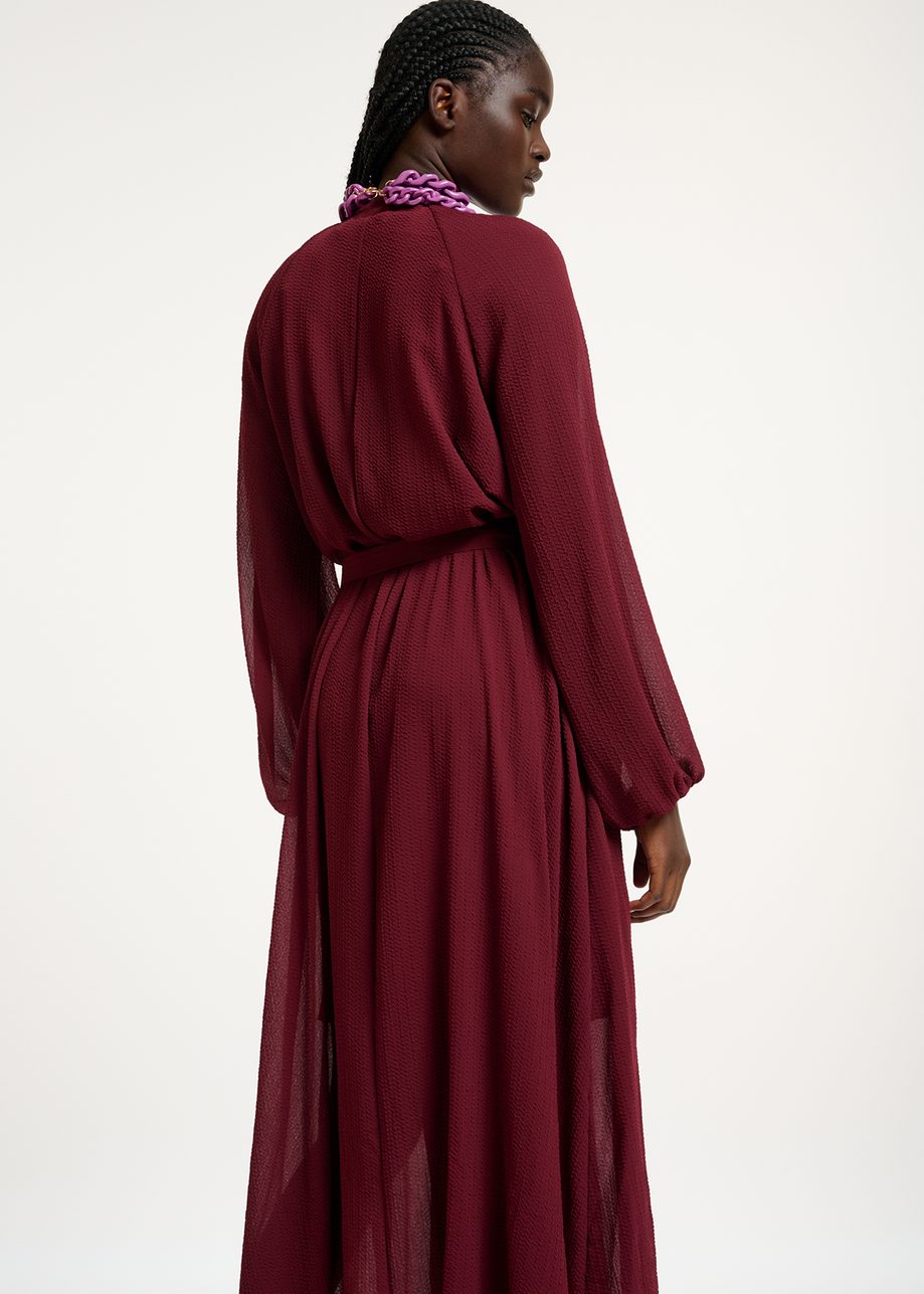 Burgundy Belted Shirt Dress
