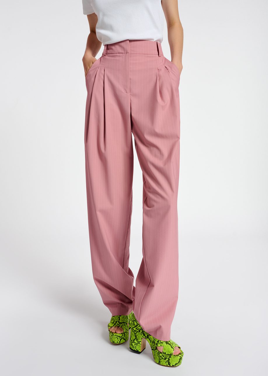 Pink Pinstriped Tailored Pants