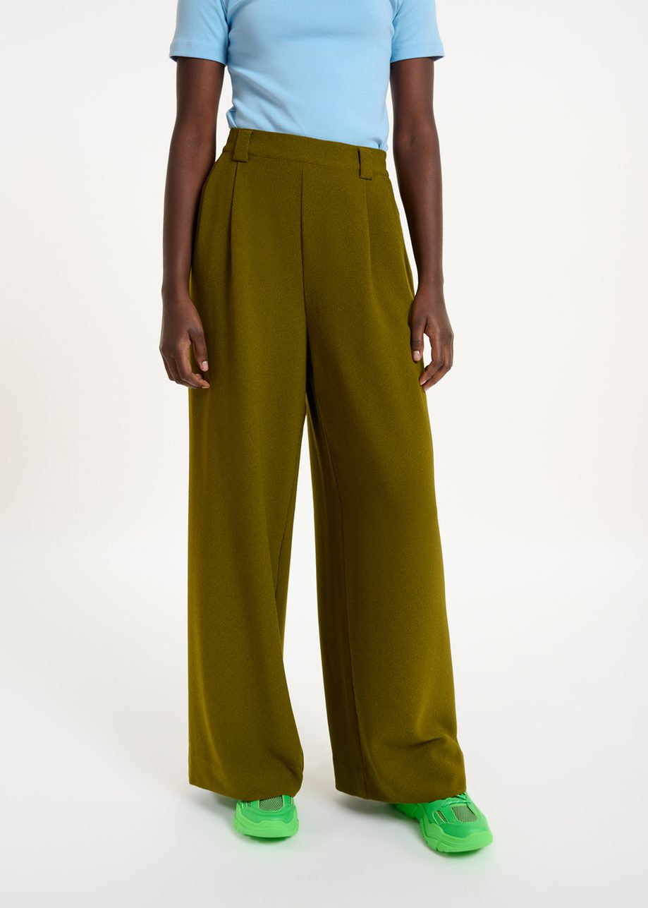 Khaki Wide-Leg Pants