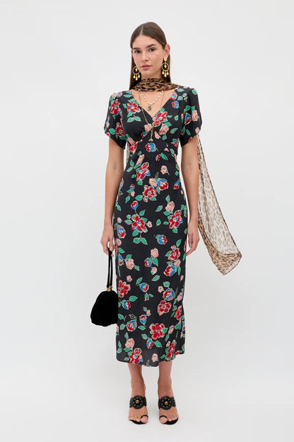Dress Riella Floral Charcoal