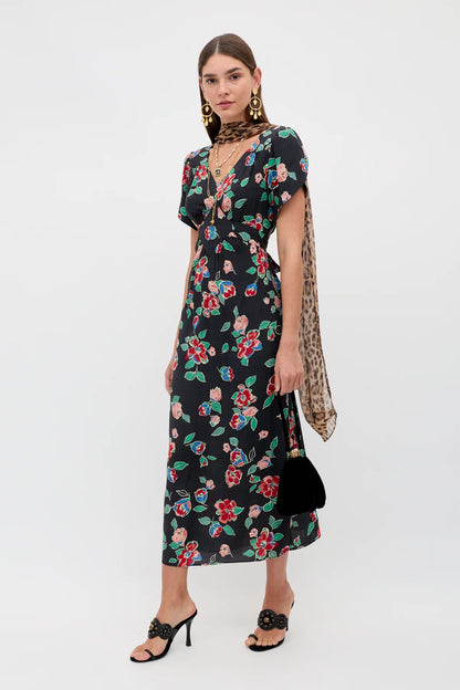 Dress Riella Floral Charcoal