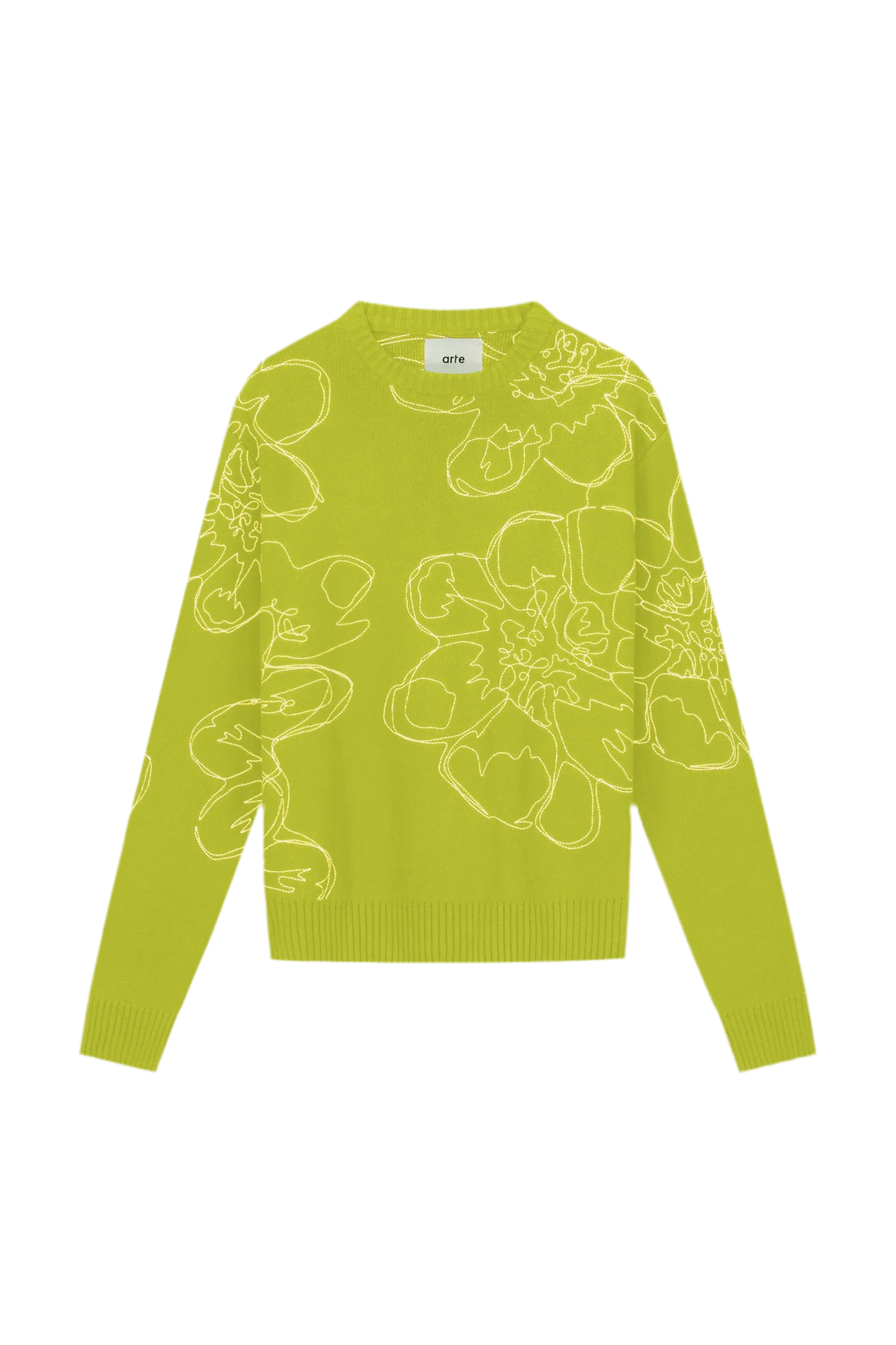 Sweater Embroidered Flower Light Green