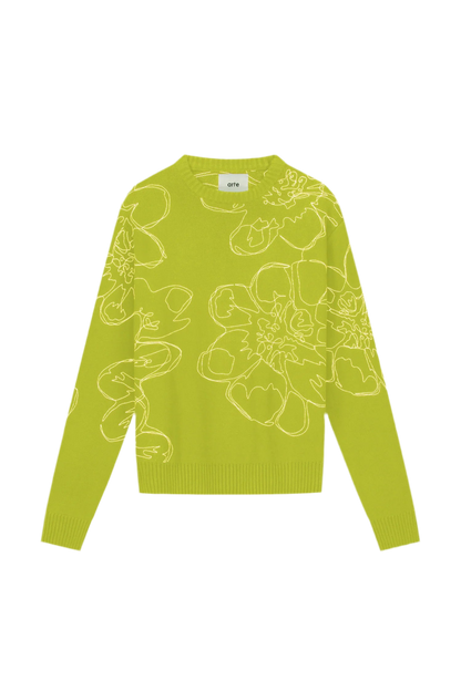 Sweater Embroidered Flower Light Green