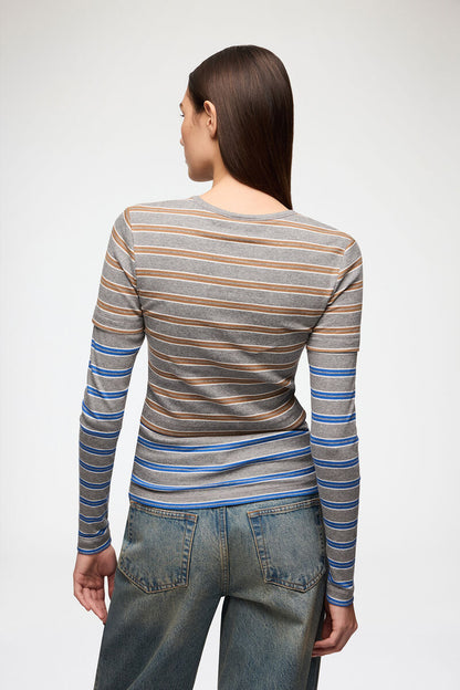 Top Double Stripe Longsleeve Grey