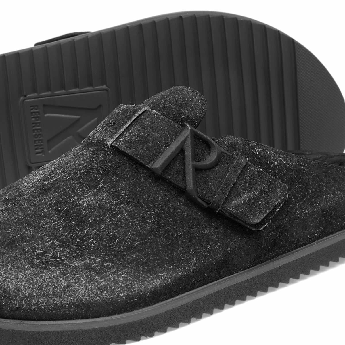 Slippers Initial Mule Hairy Off Black