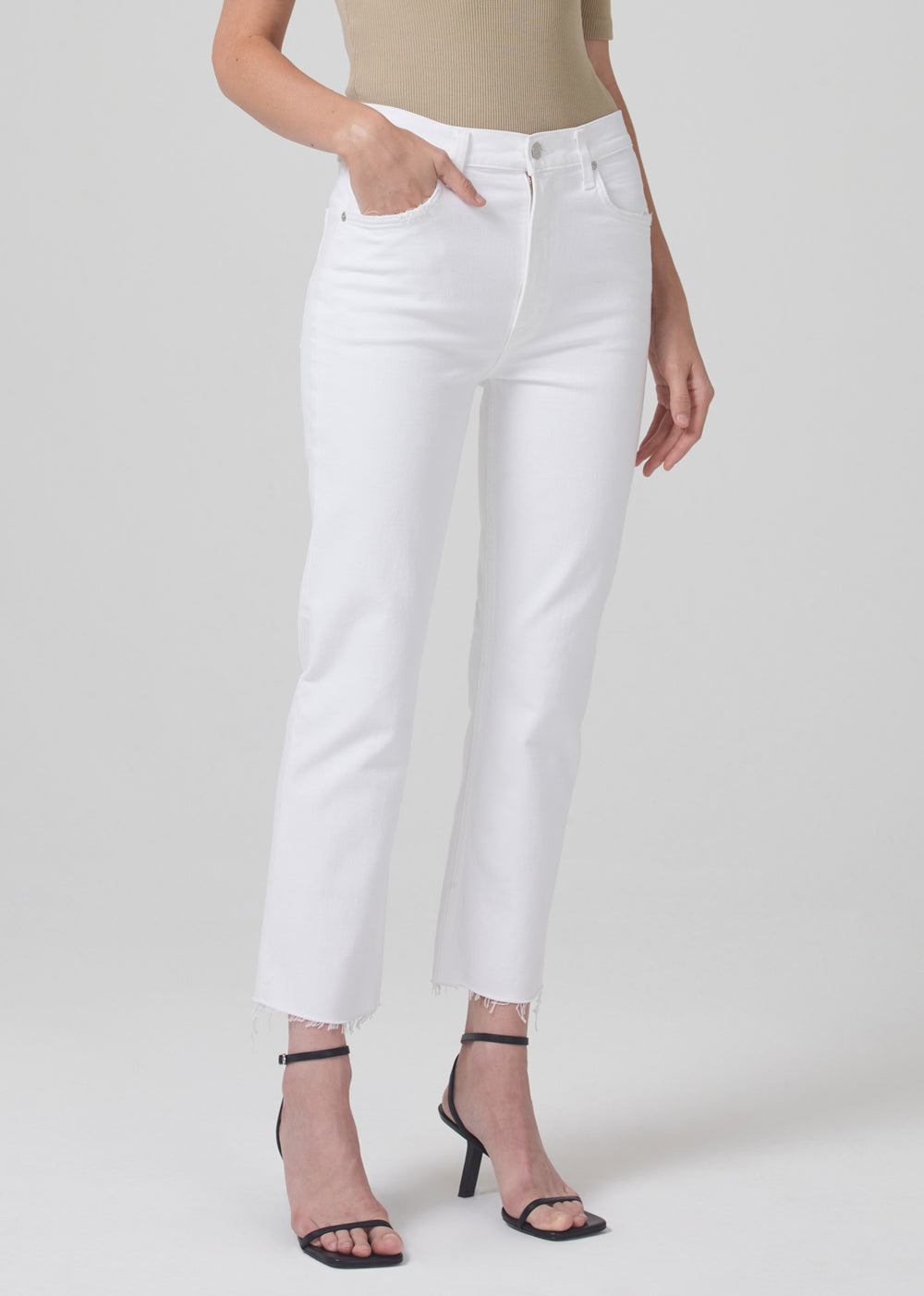 Daphne Crop High Rise Jeans in White