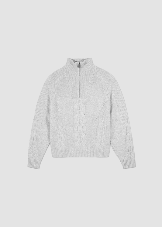 Sweater Cable-Knit Light Grey