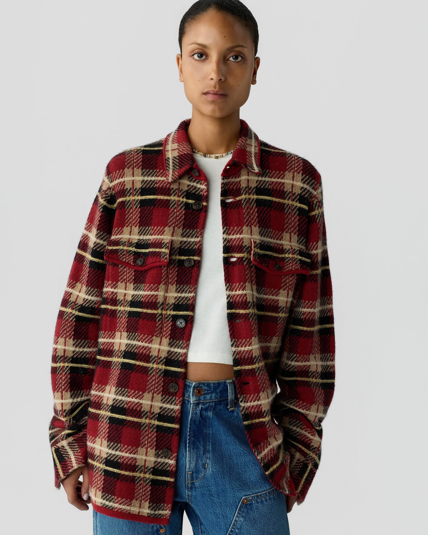 Shirt Plaid Work Carmine