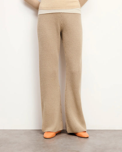 Pants Wide Two-tone Beige