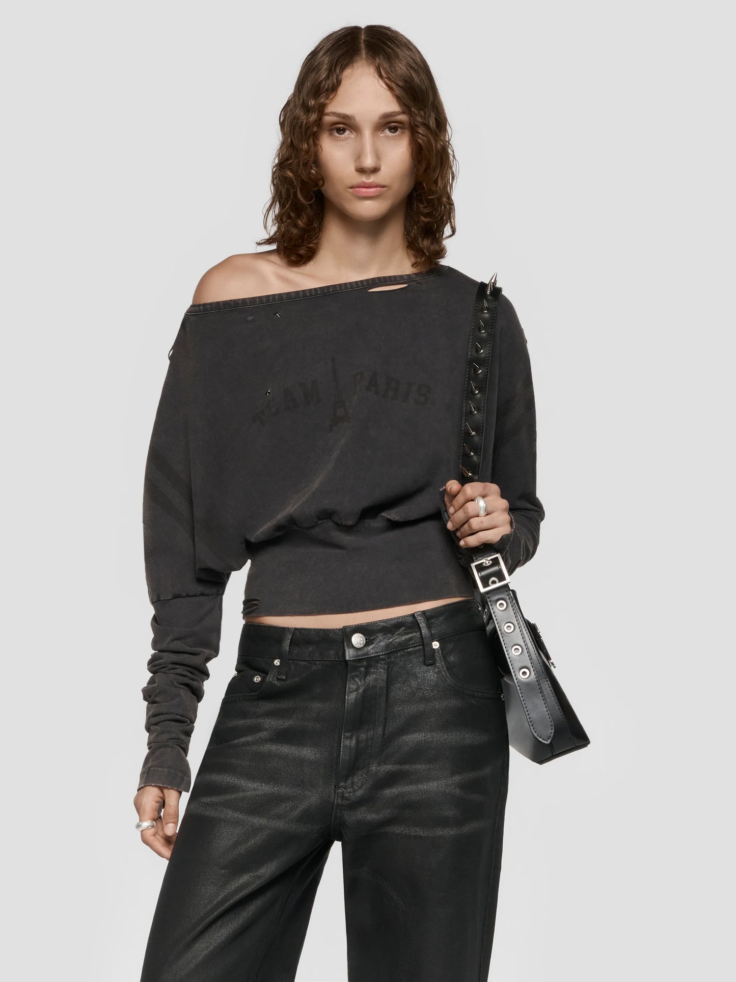 T-shirt Team Paris Longsleeve Washed Black