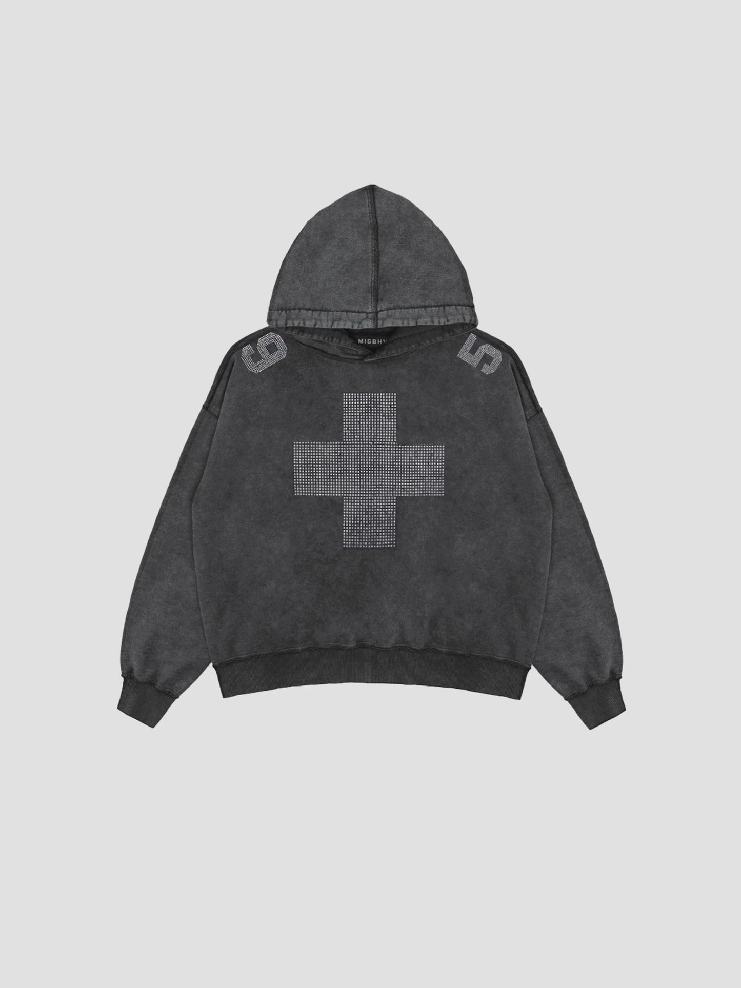 Hoodie Cross Washed Black