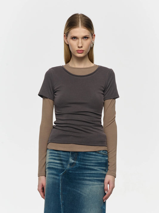 T-shirt Layered Longsleeve Grey