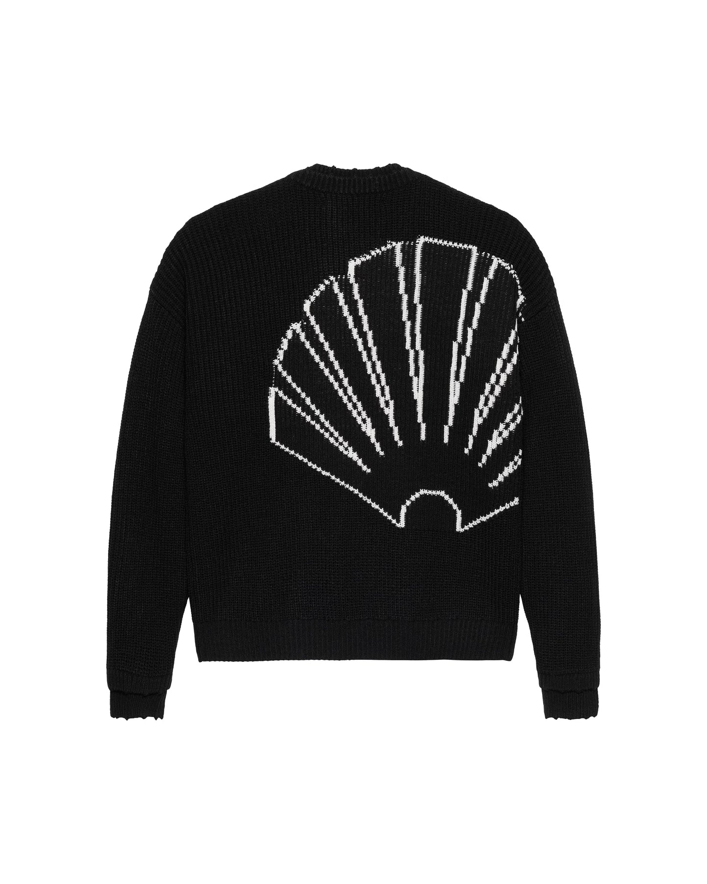 Sweater Logo Knit Raw Edge Black