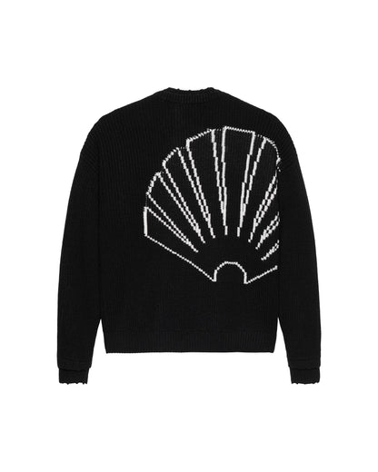 Sweater Logo Knit Raw Edge Black