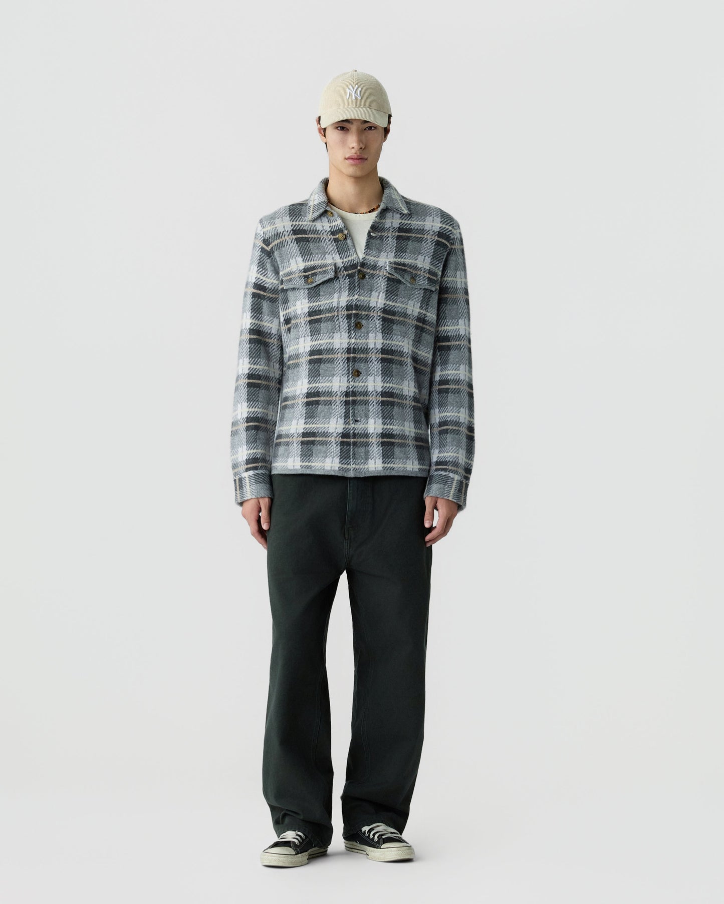 Shirt Plaid Work Heather Grey
