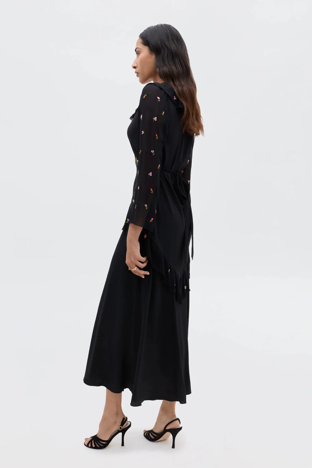 Dress Cedar Bouquet Embroidery Black