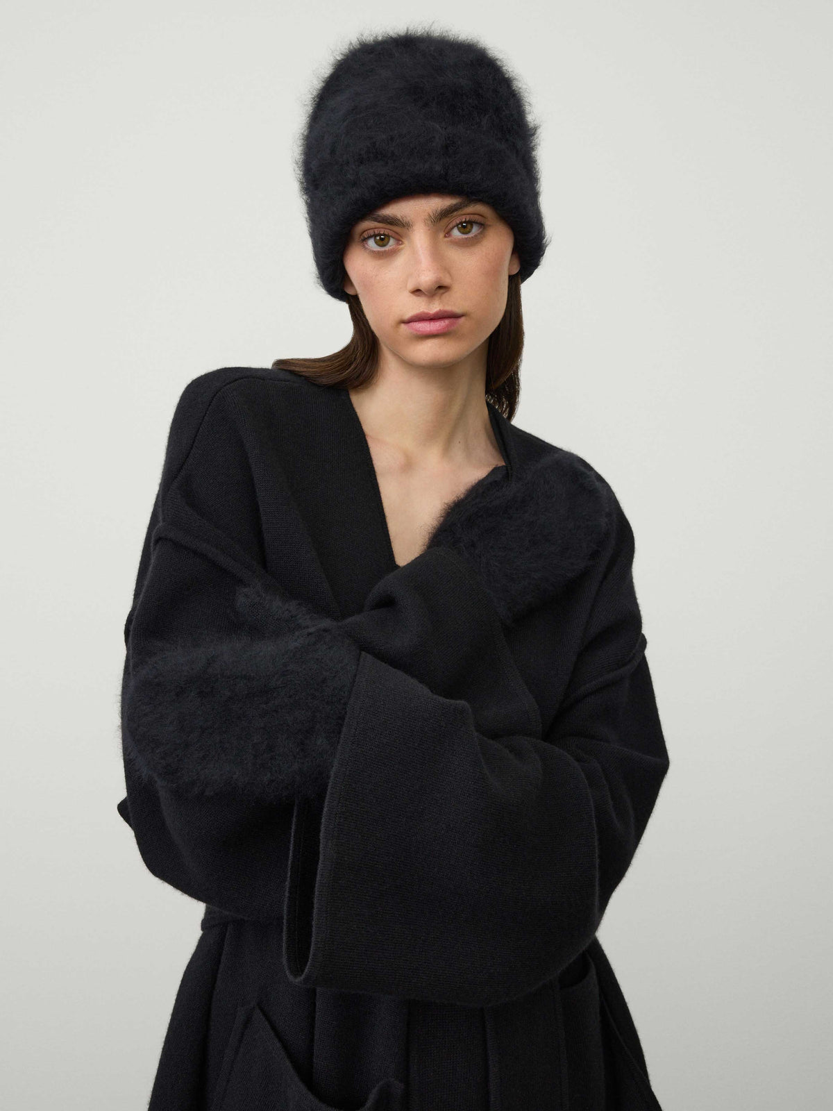 Gloves Brushed Mittens Black