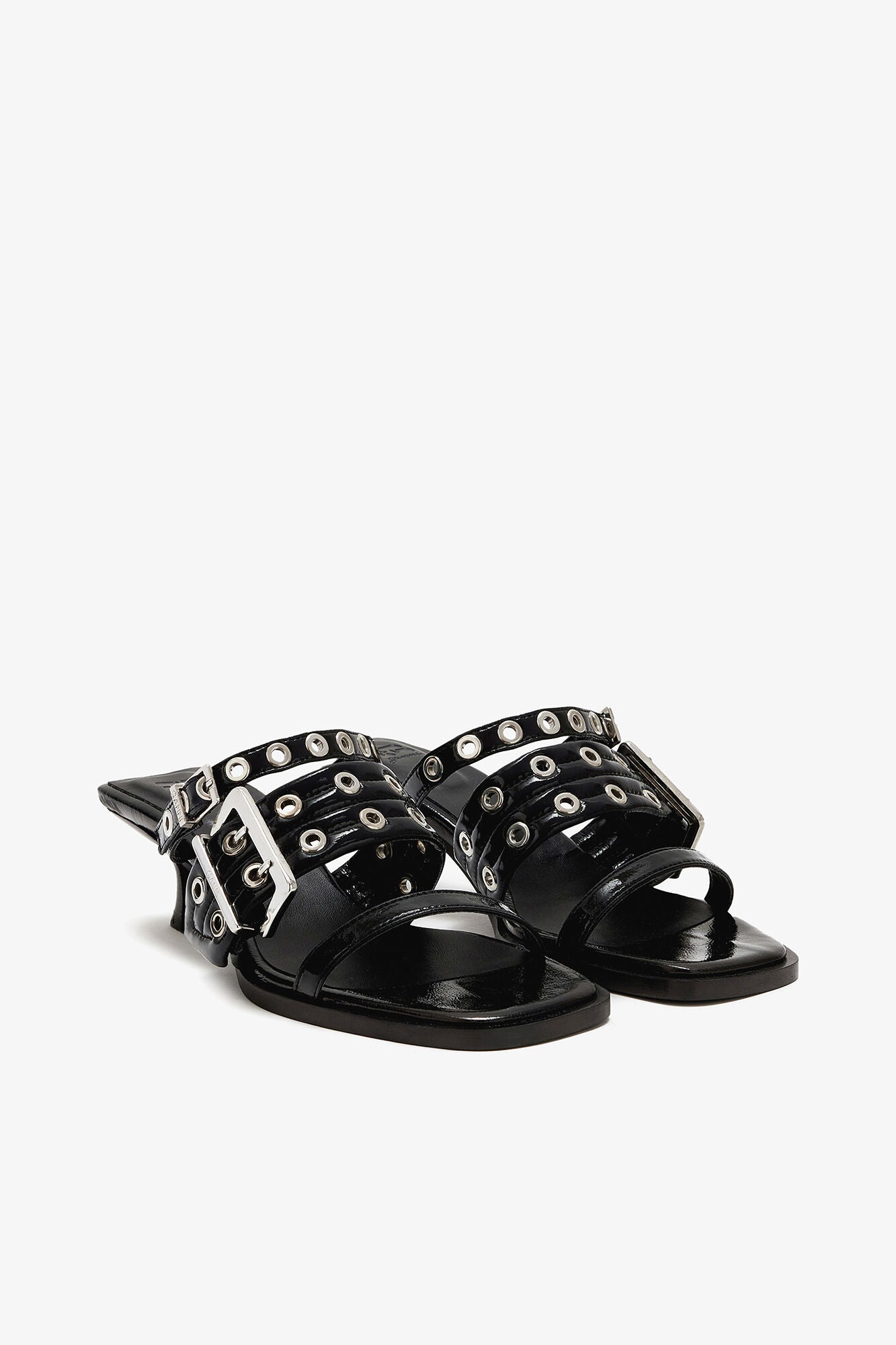 Heels Buckle Strap Mule Black