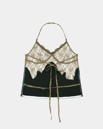 Top Belted Bustier Blue & Khaki
