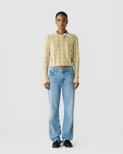 Sweater Shrunken Checker Crew Butter