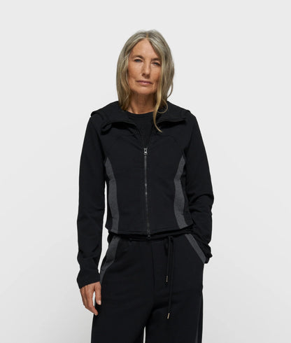 Hoodie Slim Zip Black