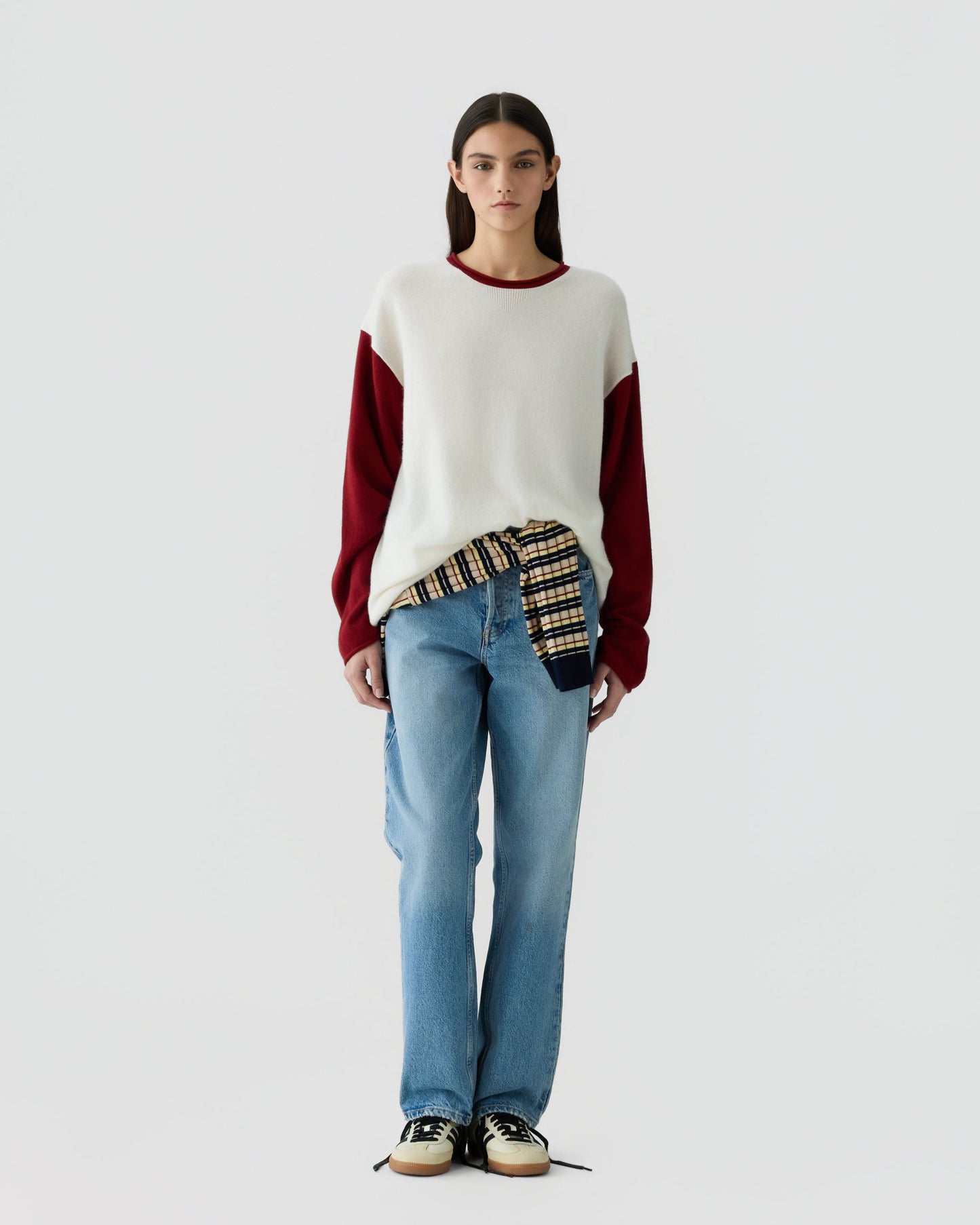Sweater Baseball Cream & Carmine