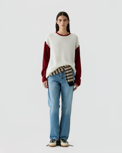 Sweater Baseball Cream & Carmine