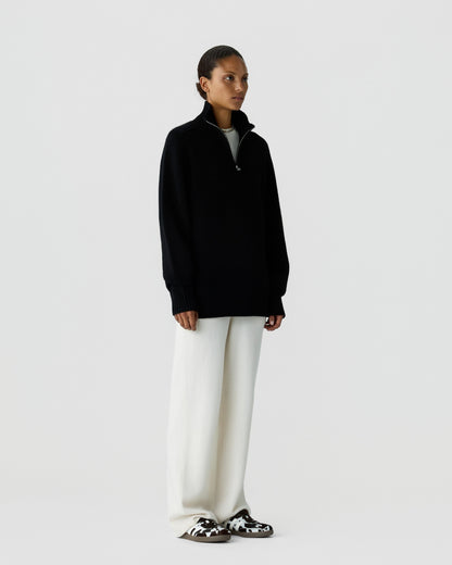 Sweater Half Zip Turtleneck Black